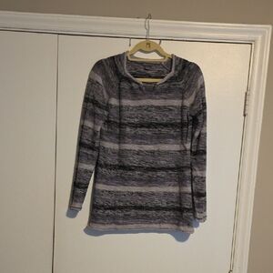 Eddie Bauer Women's Long Sleeve Top - Black and Gray Stripes